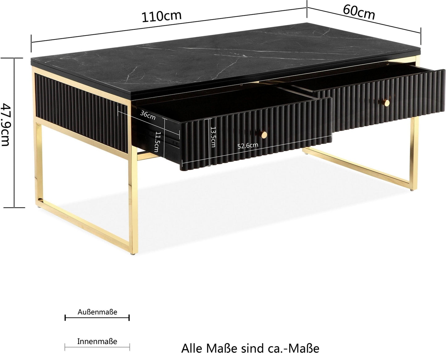 "Passau" Coffee Table Guido Maria Kretschmer Home&Living , with drawers