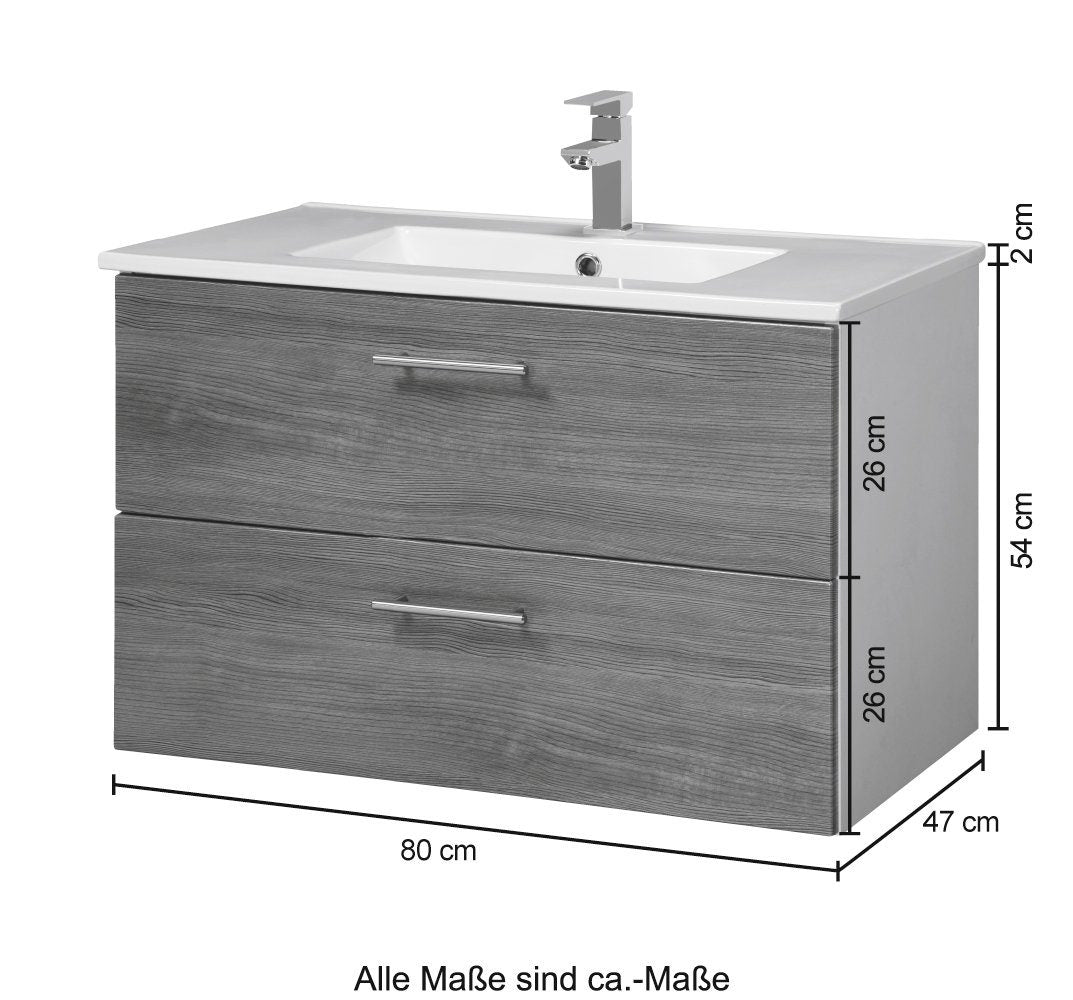 "Trento" Washbasin 80x47 cm Grey from HELD MÖBEL