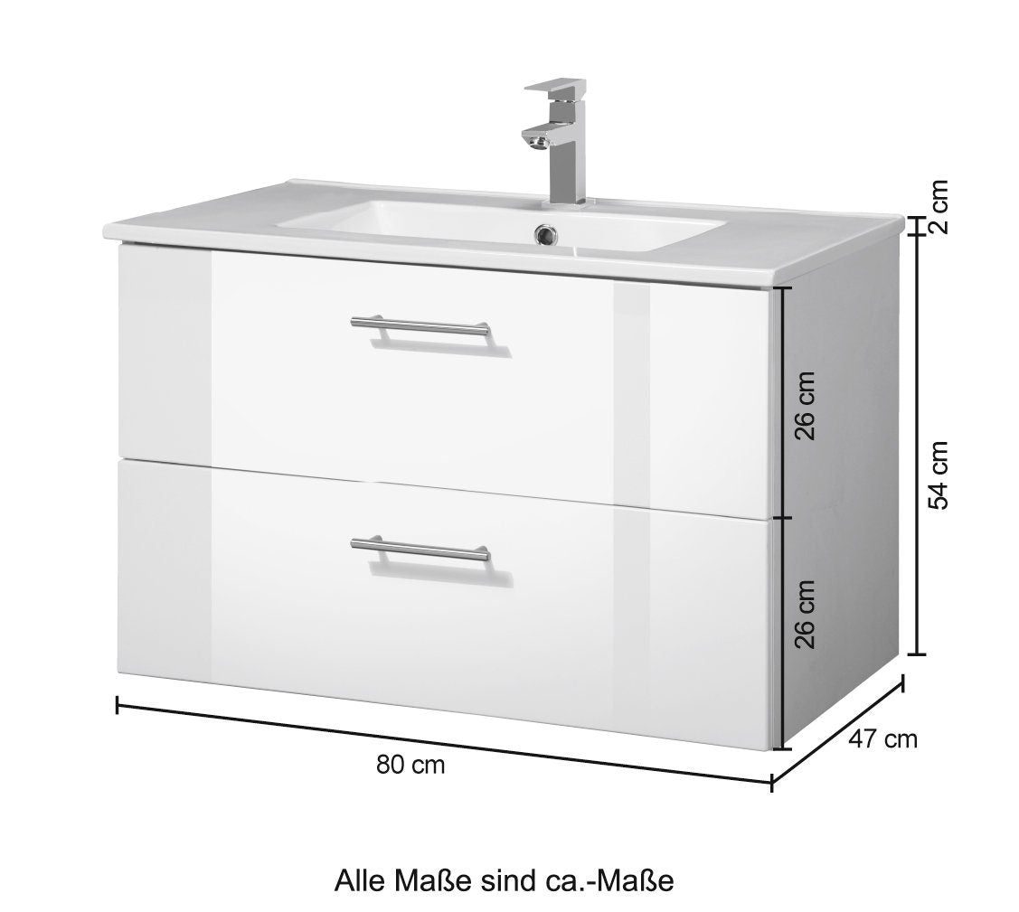 "Trento" Washbasin 80x47 White cm from HELD MÖBEL