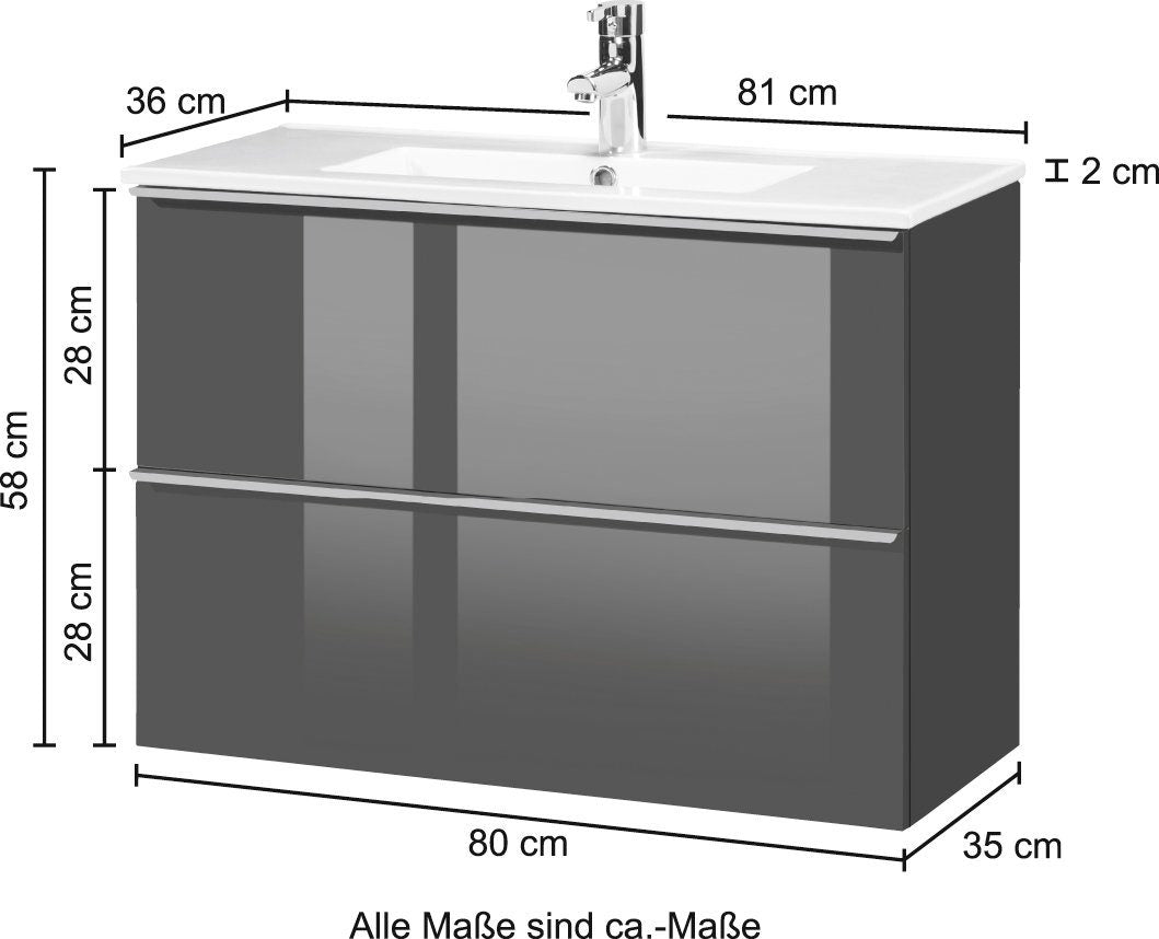 "Malaga 800" Washbasin 80x36 cm from CYGNUS BATH