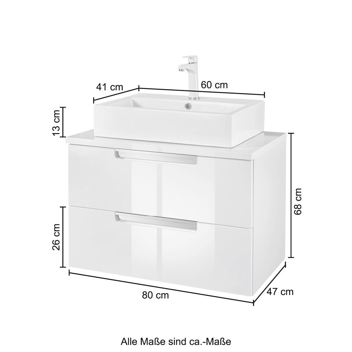 “Malibu” Washbasin oak 80x47 cm from Welltime