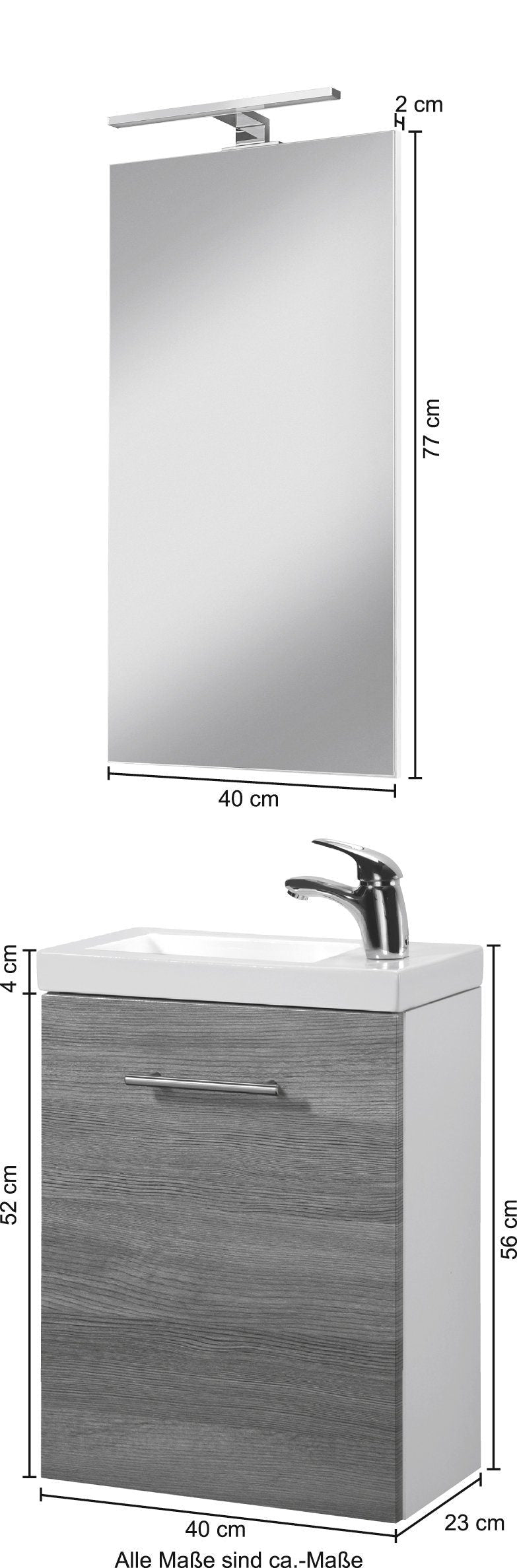"Trento" Washbasin 40x23 cm grey from Welltime