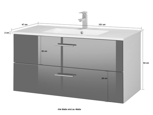 "Trento" Washbasin Black 100x47 cm