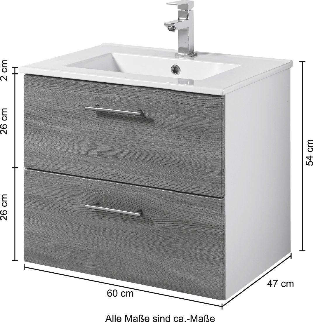 "Trento" Washbasin 60x47 cm Grey from HELD MÖBEL