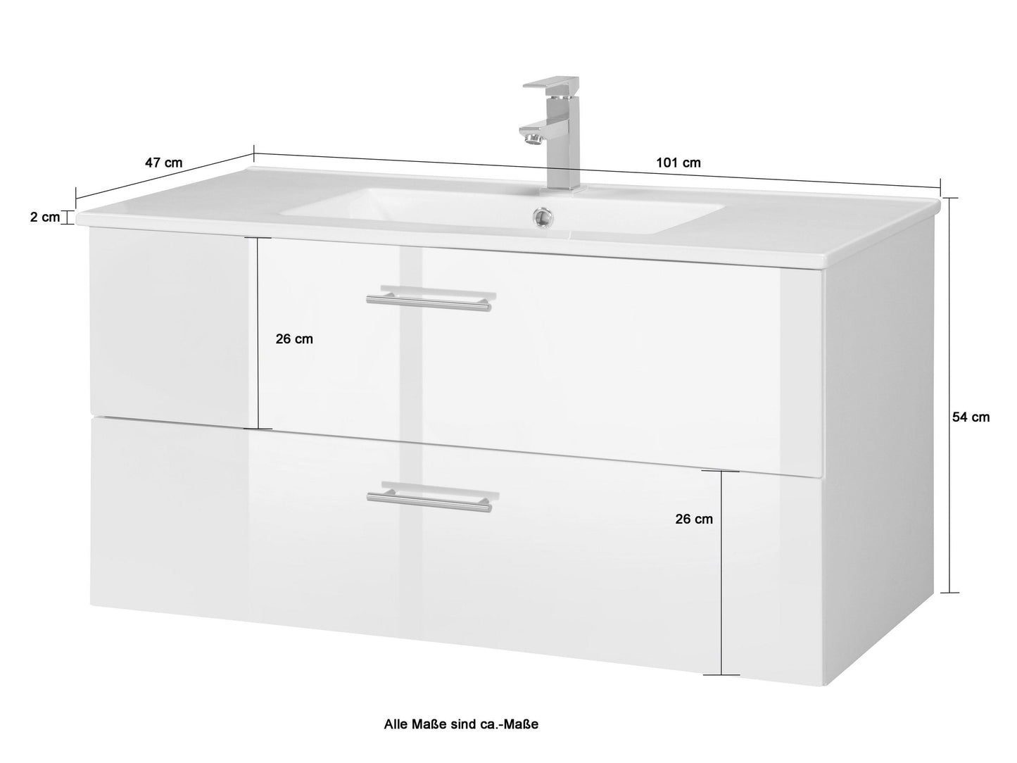 "Trento" Washbasin 100x47 white cm from HELD MÖBEL
