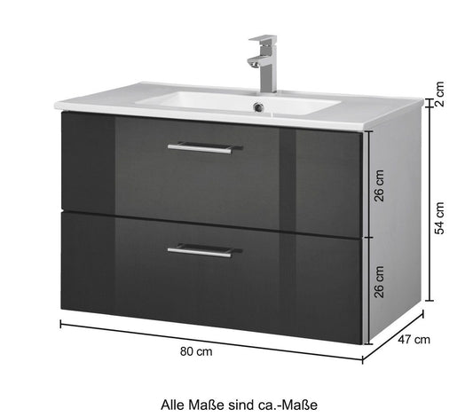 "Trento" Washbasin Black 80x47 cm