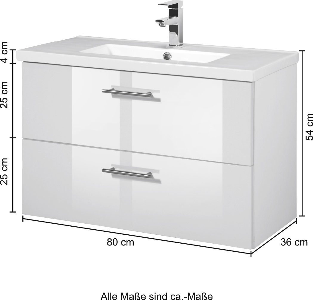 “Trento” Washbasin white 80x36 cm from HELD MÖBEL