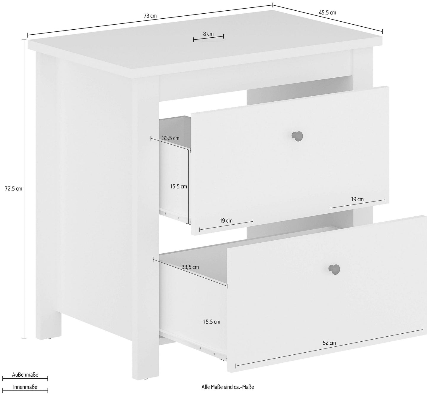Washbasin 73 X 45,5 X 72,5 with 2 dawers from Welltime