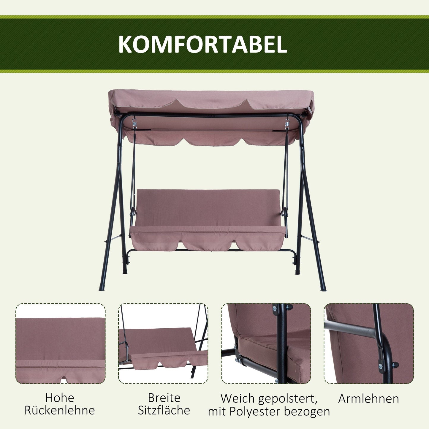 Porch Swing 3-seater from Outsunny