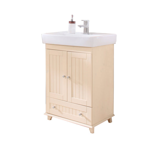 "Venezia" Washbasin Cream color from Welltime , made of solid pine, 2 doors, 1 drawer