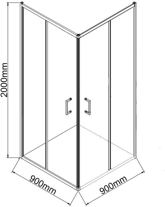 Glass Square Shower Cubicle 90 x 90 x 200 cm from Marwell Factory